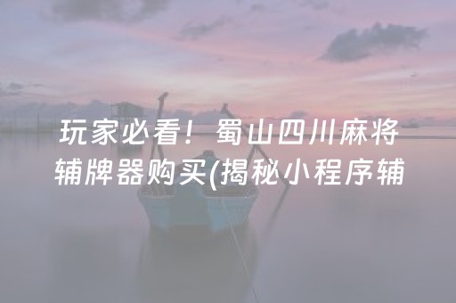 玩家必看！蜀山四川麻将辅牌器购买(揭秘小程序辅牌器)