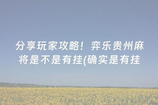 分享玩家攻略！弈乐贵州麻将是不是有挂(确实是有挂的)