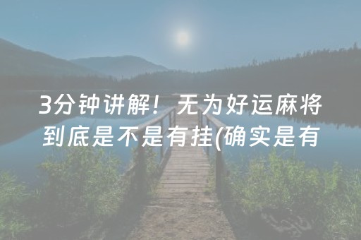 3分钟讲解！无为好运麻将到底是不是有挂(确实是有挂)