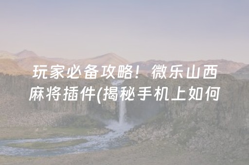 玩家必备攻略！微乐山西麻将插件(揭秘手机上如何让牌变好)