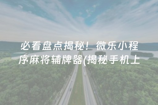 必看盘点揭秘！微乐小程序麻将辅牌器(揭秘手机上助赢神器)