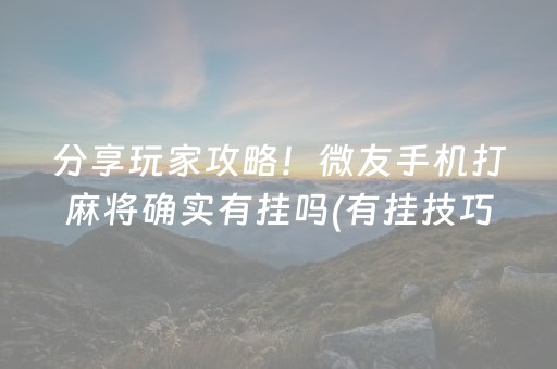 分享玩家攻略！微友手机打麻将确实有挂吗(有挂技巧辅助器)