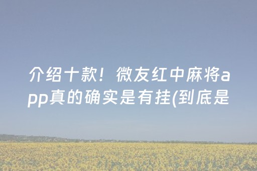 介绍十款！微友红中麻将app真的确实是有挂(到底是不是有挂)