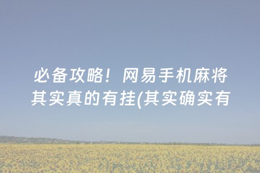 必备攻略！网易手机麻将其实真的有挂(其实确实有挂)