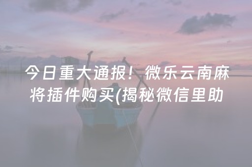 今日重大通报！微乐云南麻将插件购买(揭秘微信里助赢神器购买)