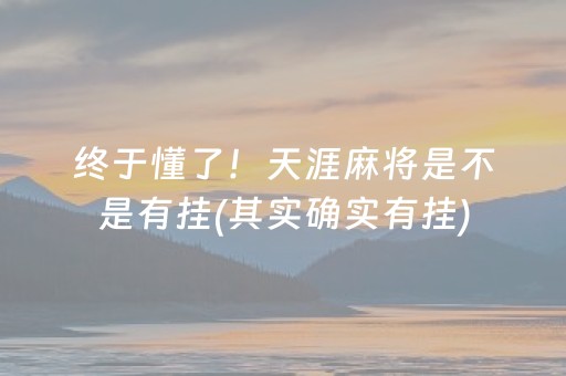 终于懂了！天涯麻将是不是有挂(其实确实有挂)