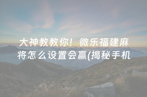 大神教教你！微乐福建麻将怎么设置会赢(揭秘手机上助赢神器购买)