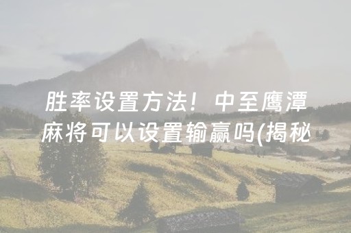 胜率设置方法！中至鹰潭麻将可以设置输赢吗(揭秘手机上提高胜率)