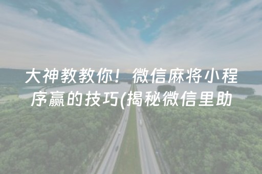 大神教教你！微信麻将小程序赢的技巧(揭秘微信里助赢神器)