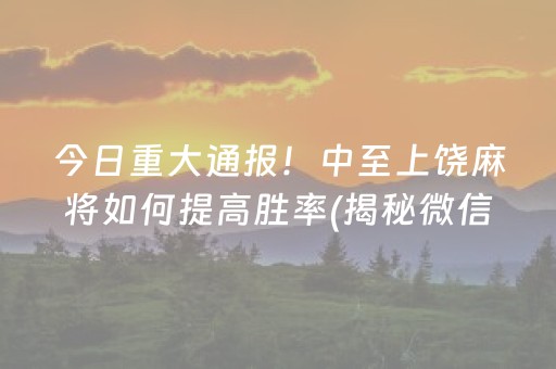 今日重大通报！中至上饶麻将如何提高胜率(揭秘微信里助赢神器购买)