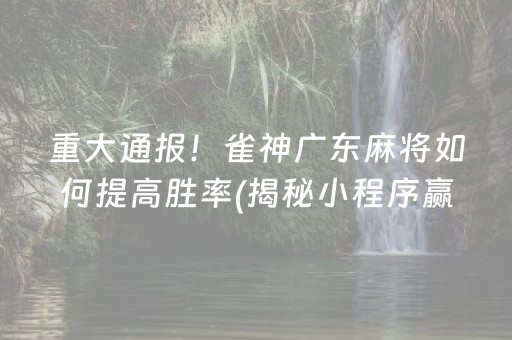 重大通报！雀神广东麻将如何提高胜率(揭秘小程序赢牌技巧)