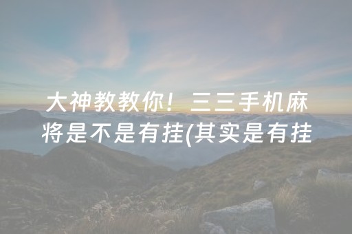 大神教教你！三三手机麻将是不是有挂(其实是有挂确实有挂)