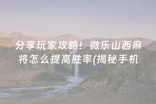 分享玩家攻略！微乐山西麻将怎么提高胜率(揭秘手机上提高胜率)