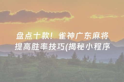 盘点十款！雀神广东麻将提高胜率技巧(揭秘小程序胡牌技巧)