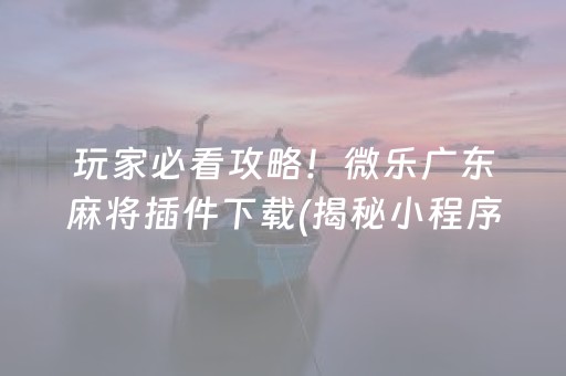 玩家必看攻略！微乐广东麻将插件下载(揭秘小程序胡牌技巧)