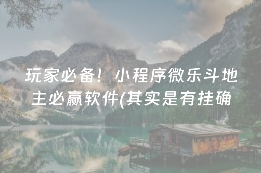 玩家必备！小程序微乐斗地主必赢软件(其实是有挂确实有挂)