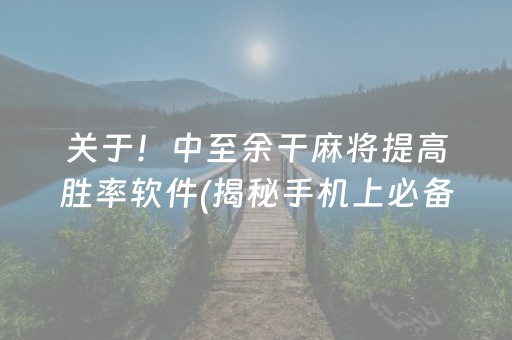 关于！中至余干麻将提高胜率软件(揭秘手机上必备神器)