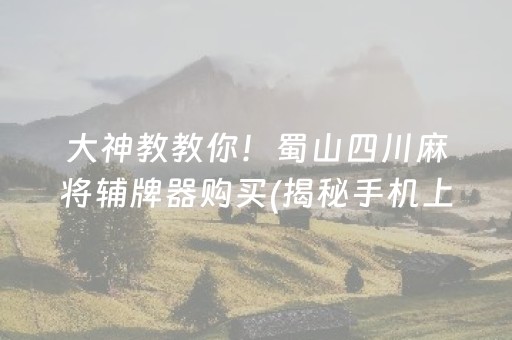 大神教教你！蜀山四川麻将辅牌器购买(揭秘手机上专用神器下载)