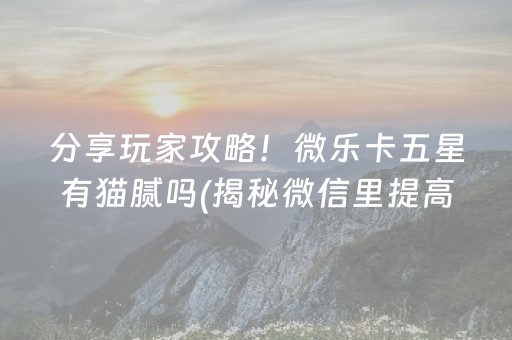 分享玩家攻略！微乐卡五星有猫腻吗(揭秘微信里提高赢的概率)