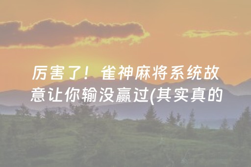 厉害了！雀神麻将系统故意让你输没赢过(其实真的有挂)