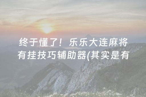 终于懂了！乐乐大连麻将有挂技巧辅助器(其实是有挂的)