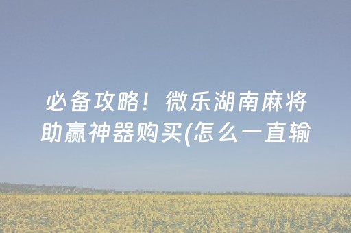 必备攻略！微乐湖南麻将助赢神器购买(怎么一直输)