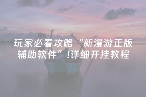 玩家必看攻略“新漫游正版辅助软件”!详细开挂教程-抖音