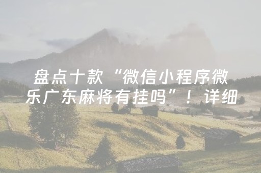 盘点十款“微信小程序微乐广东麻将有挂吗”！详细开挂教程（确实真的有挂)-抖音