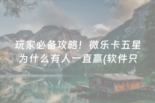 玩家必备攻略！微乐卡五星为什么有人一直赢(软件只赢不输)