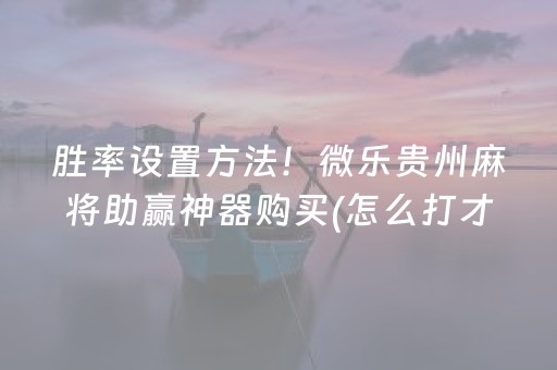 胜率设置方法！微乐贵州麻将助赢神器购买(怎么打才能赢)