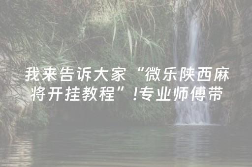 我来告诉大家“微乐陕西麻将开挂教程”!专业师傅带你一起了解（详细教程）-抖音