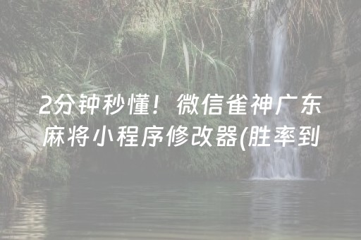 2分钟秒懂！微信雀神广东麻将小程序修改器(胜率到哪调)