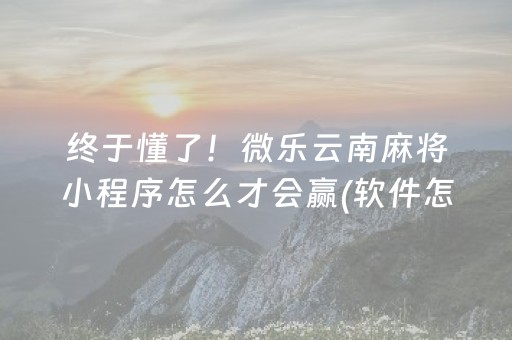 终于懂了！微乐云南麻将小程序怎么才会赢(软件怎么打赢)