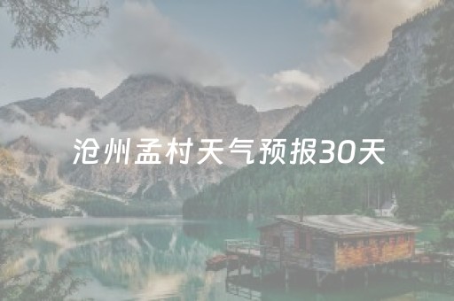 沧州孟村天气预报30天（沧州孟村天气预报30天查询）