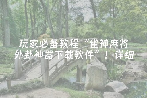 玩家必备教程“雀神麻将外卦神器下载软件”！详细开挂教程（确实真的有挂)-抖音