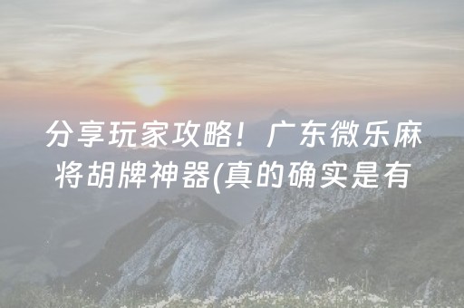 分享玩家攻略！广东微乐麻将胡牌神器(真的确实是有挂)