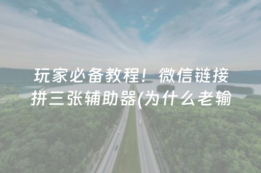 玩家必备教程！微信链接拼三张辅助器(为什么老输)