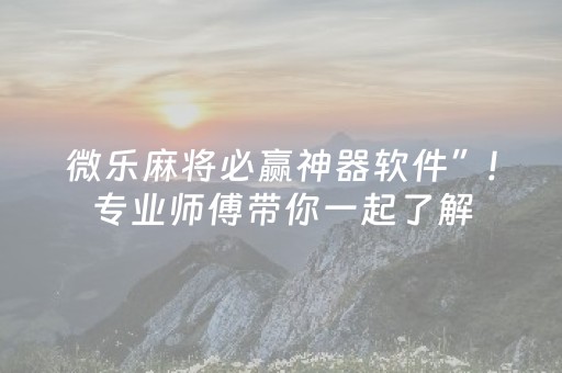 微乐麻将必赢神器软件”!专业师傅带你一起了解（详细教程）-抖音