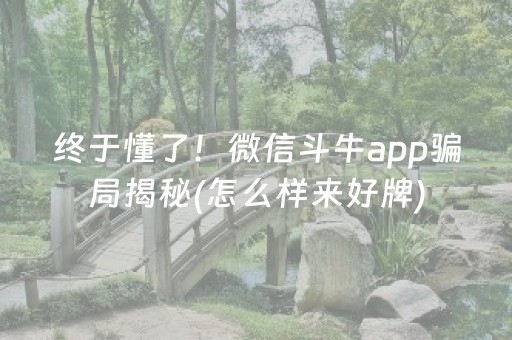 终于懂了！微信斗牛app骗局揭秘(怎么样来好牌)