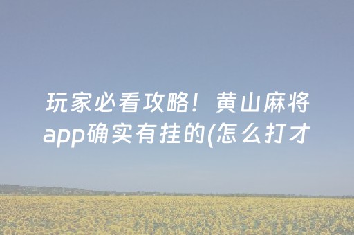 玩家必看攻略！黄山麻将app确实有挂的(怎么打才赢)