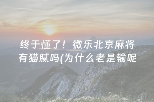 终于懂了！微乐北京麻将有猫腻吗(为什么老是输呢)