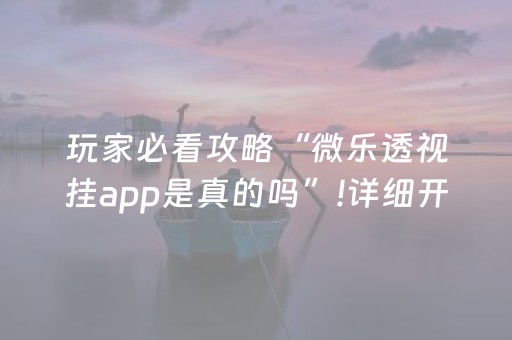 玩家必看攻略“微乐透视挂app是真的吗”!详细开挂教程-抖音