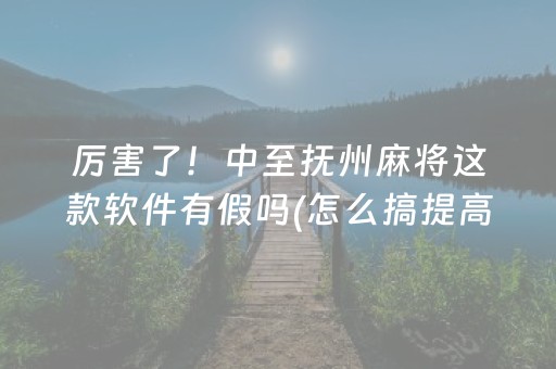 厉害了！中至抚州麻将这款软件有假吗(怎么搞提高胜率)