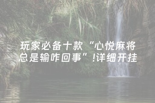 玩家必备十款“心悦麻将总是输咋回事”!详细开挂教程-抖音