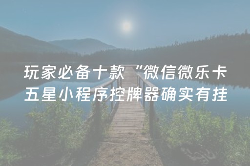 玩家必备十款“微信微乐卡五星小程序控牌器确实有挂”!(其实确实有挂)-抖音