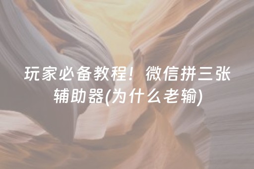 玩家必备教程！微信拼三张辅助器(为什么老输)