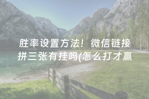 胜率设置方法！微信链接拼三张有挂吗(怎么打才赢)