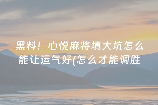 黑料！心悦麻将填大坑怎么能让运气好(怎么才能调胜率)