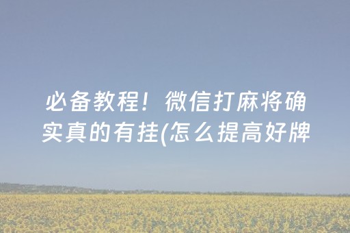 必备教程！微信打麻将确实真的有挂(怎么提高好牌率)