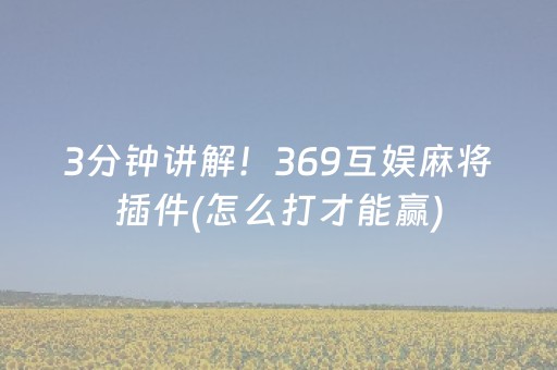 3分钟讲解！369互娱麻将插件(怎么打才能赢)